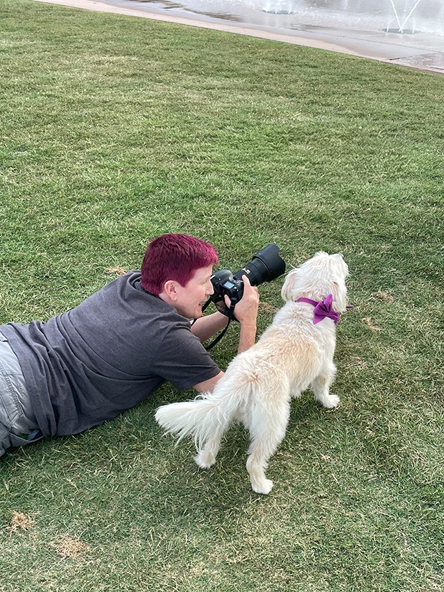 behind the scenes of a dog photography session.
