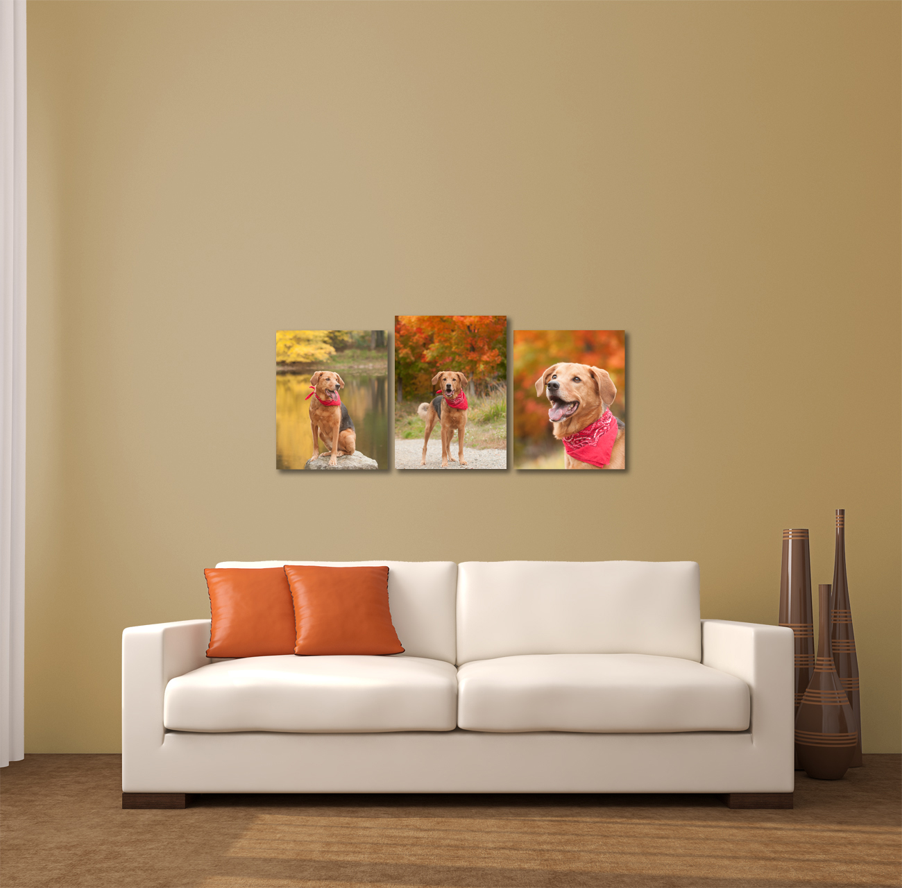 Artwork from  pet photography session displayed. 